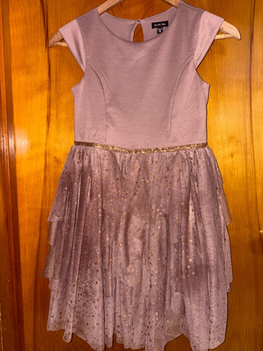 Zunie Rose Gold Glitter Tulle Party Dress